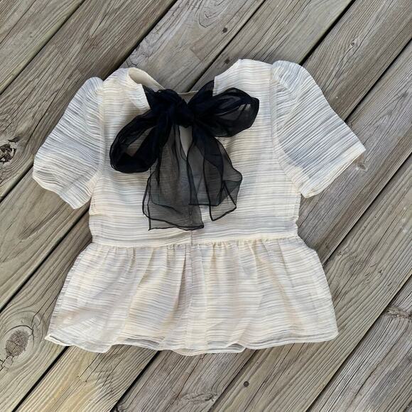 Anthropologie Sunday In Brooklyn Sheer Bow-Back Blouse Size XS. NEW - Picture 6 of 16